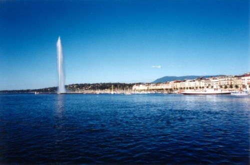 瑞士日内瓦湖的喷泉